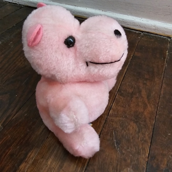 Dakin Vintage 1978 Pink Small Cute Plush Hippo Stuffed Animal - Picture 13 of 15